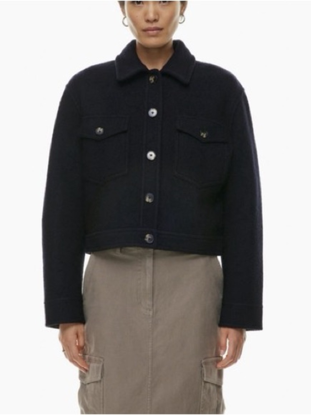 Aritzia Wilfred Free Merino Wool Jacket Shirt | Black | Size S